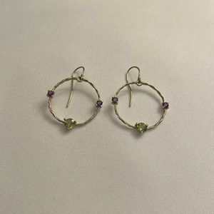14K Amethyst and Peridot Earrings